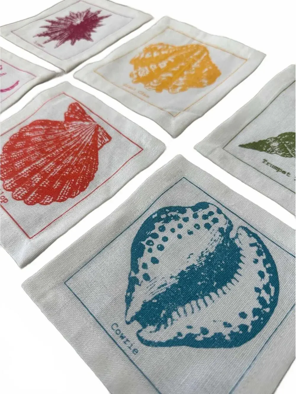 Two's Company Shell Linen Cocktail Napkins (Set of 6)